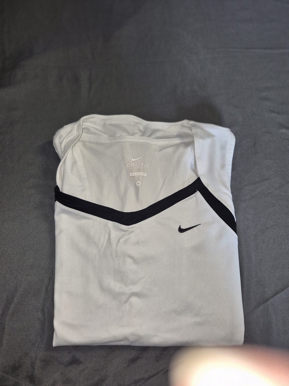 Nike Dri-FIT Athletic Top in White with Black Trim